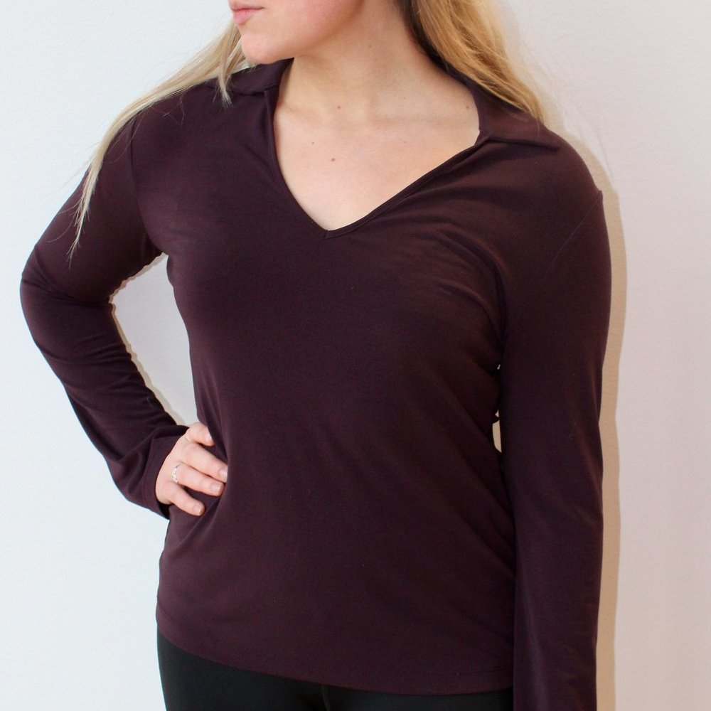 Express Long Sleeve V-Neck Base Layer - Plum